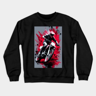 Dirt Bike With Red and Black Paint Splash Design Crewneck Sweatshirt